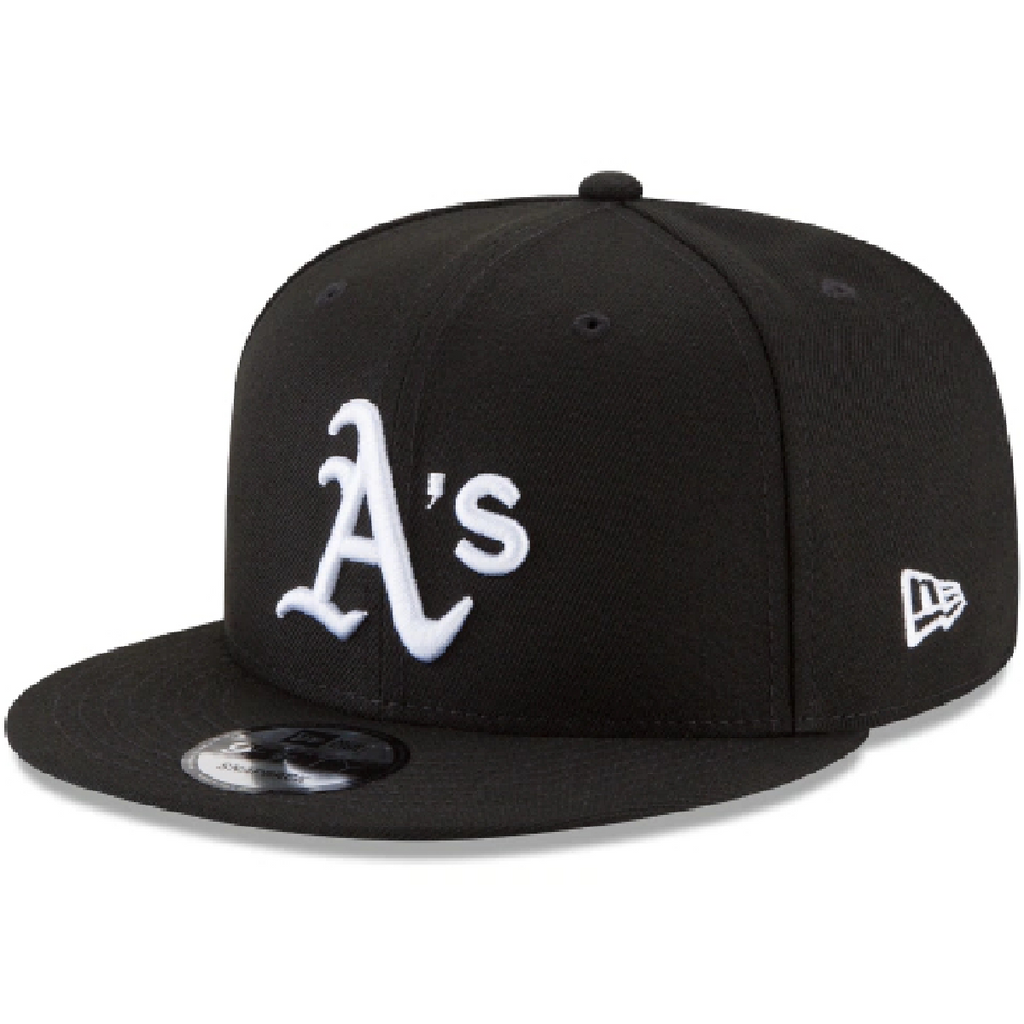 OAKLAND ATHLETICS NEW ERA BASIC COLLECTION Snapback 9FIFTY-BLACK AND WHITE product image 1, provided for visual reference