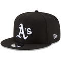 OAKLAND ATHLETICS NEW ERA BASIC COLLECTION Snapback 9FIFTY-BLACK AND WHITE product image 1, provided for visual reference