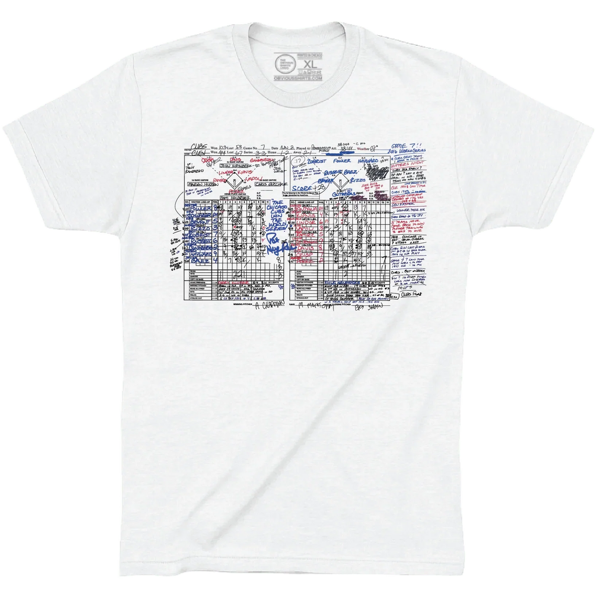 Pat Hughes Game 7 Scorecard T-Shirt by Obvious Shirts product image 1, provided for visual reference and product detail