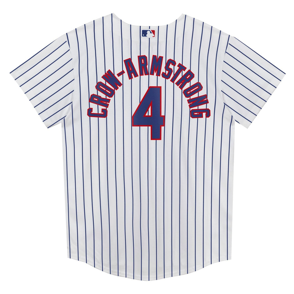 Pete Crow-Armstrong Chicago Cubs Nike Kids 4-7 Pinstripe Home Jersey product image 2, provided for visual reference and