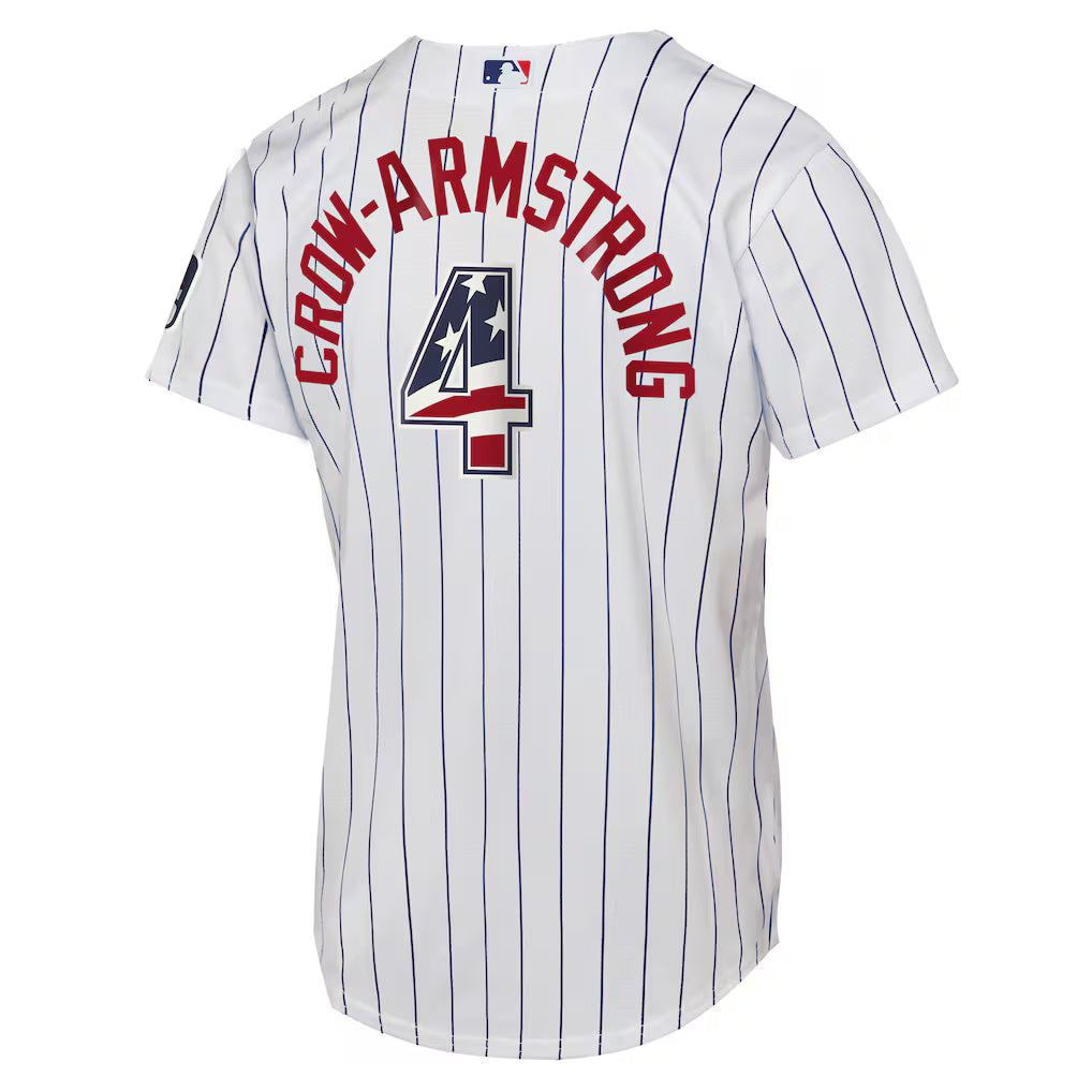 Pete Crow-Armstrong Chicago Cubs Nike Men USA 250 Fourth of July Home Pinstripe Jersey product image 2, provided for visual