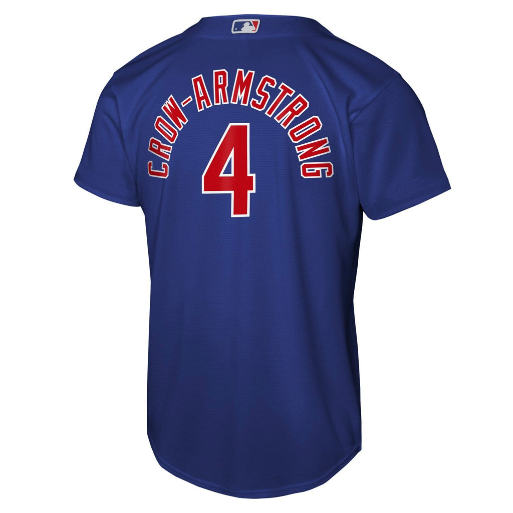 Chicago Cubs Youth Royal Baseline Crow-Armstrong Jersey product image 2, provided for visual reference and product detail