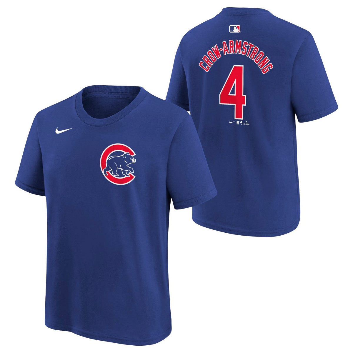 Pete Crow-Armstrong Chicago Cubs Nike Youth Royal Name and Number T-Shirt product image 1, provided for visual reference and