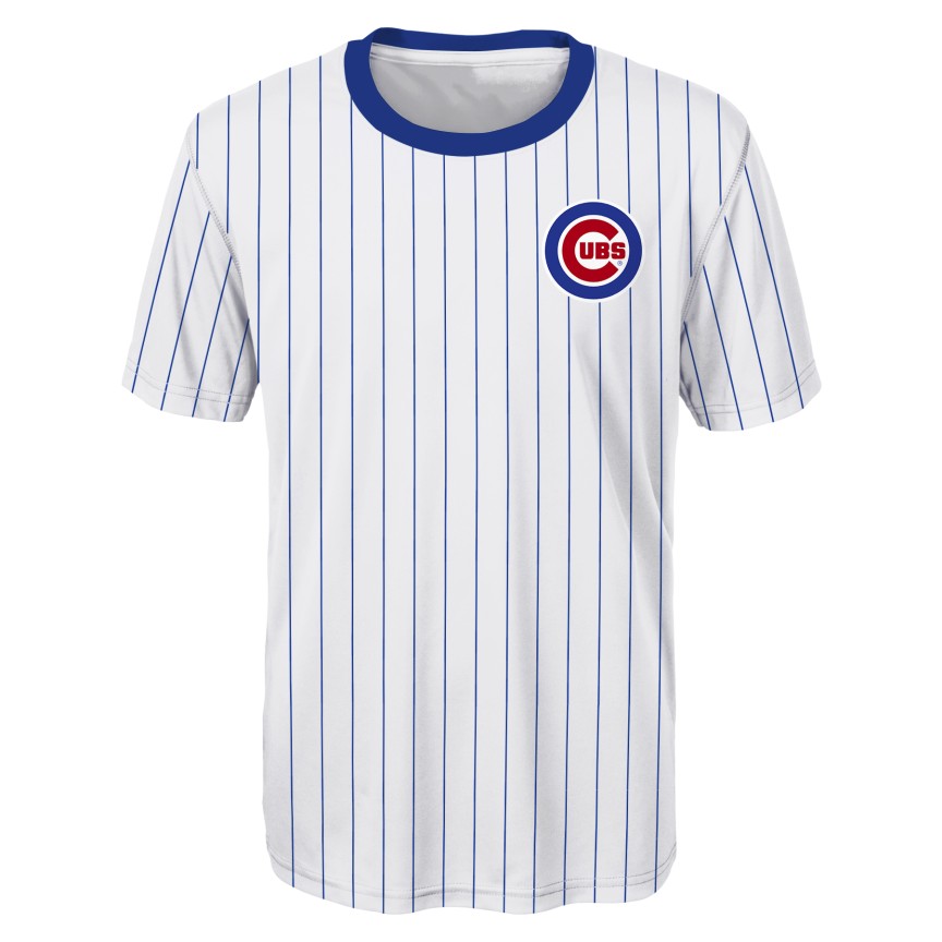 Pete Crow-Armstrong Chicago Cubs Pinstripe Home Sublimated Kids 4-7 T-Shirt product image 3, provided for visual reference
