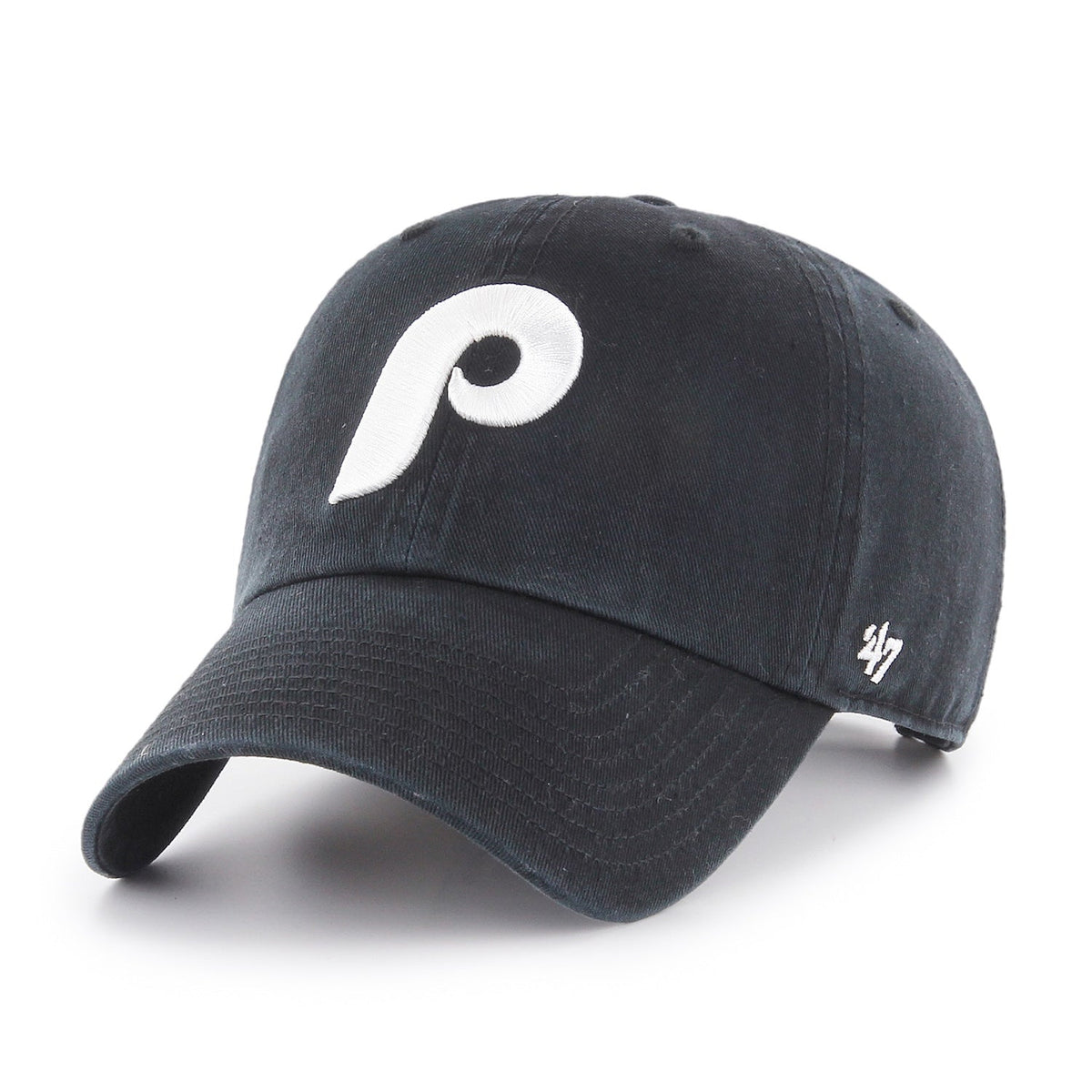Philadelphia Phillies '47 Black Cooperstown Clean Up Adjustable Hat product image 1, provided for visual reference and