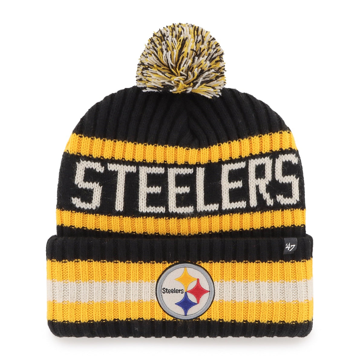 Pittsburgh Steelers '47 Black Bering Cuffed Knit Hat product image 1, provided for visual reference and product detail review