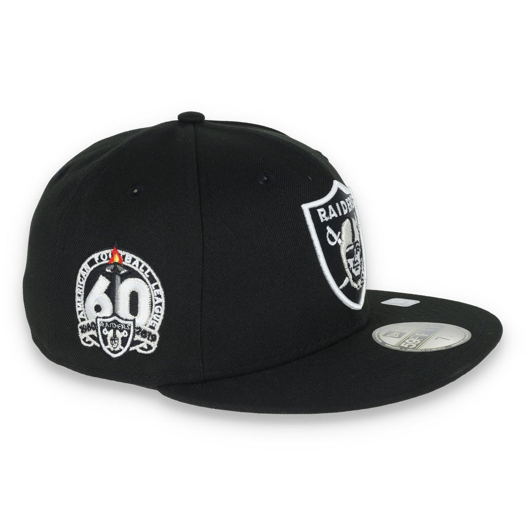 Las Vegas Raiders Shield 60th Anniversary Side Patch New Era 59Fifty Fitted-Black/White product image 6, provided for visual