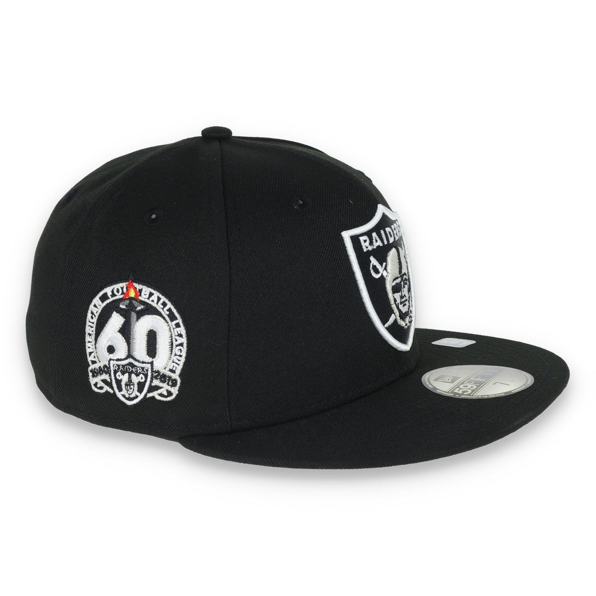 Las Vegas Raiders Shield 60th Anniversary Side Patch New Era 59Fifty Fitted-Black/White product image 6, provided for visual