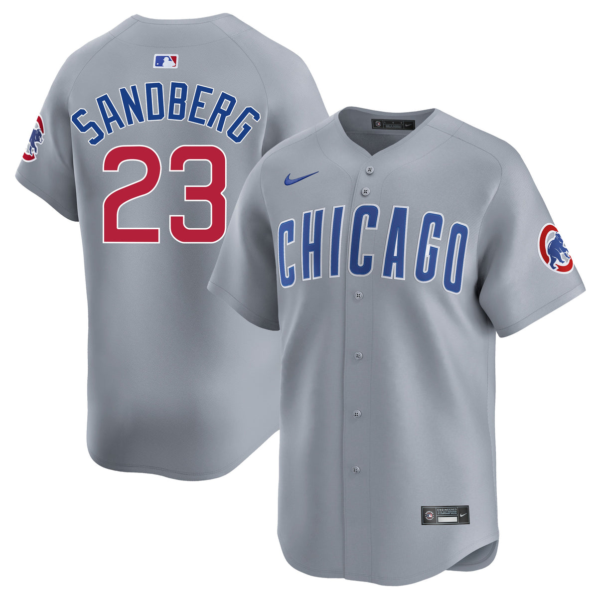 Ryne Sandberg Chicago Cubs Nike Men Road Grey Limited Jersey product image 1, provided for visual reference and product