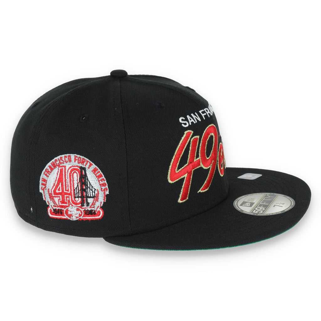 New Era San Francisco 49Ers Script 40Th Anniversary Side Patch 59Fifty Fitted Hat-Black product image 6, provided for visual