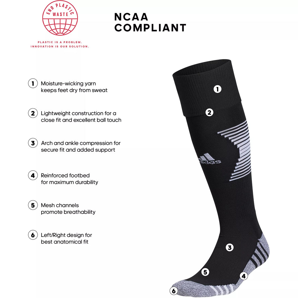 Adidas Team Speed 3 Soccer OTC Socks-Black/White product image 5, provided for visual reference and product detail review