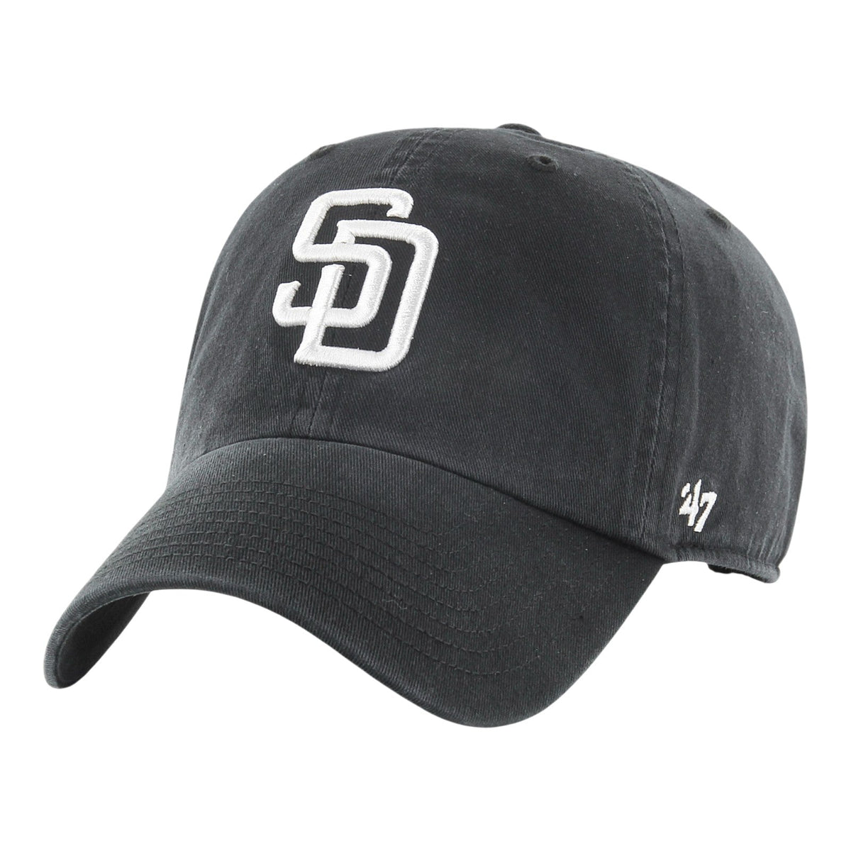 San Diego Padres '47 Clean Up Black Adjustable Hat product image 1, provided for visual reference and product detail review