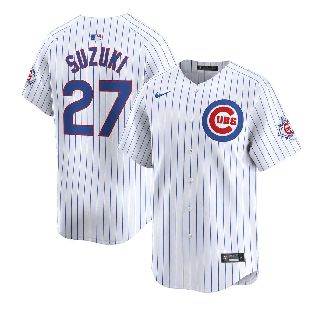 Seiya Suzuki Chicago Cubs Nike Youth 150th Anniversary Homerun Pinstripe Jersey product image 1, provided for visual