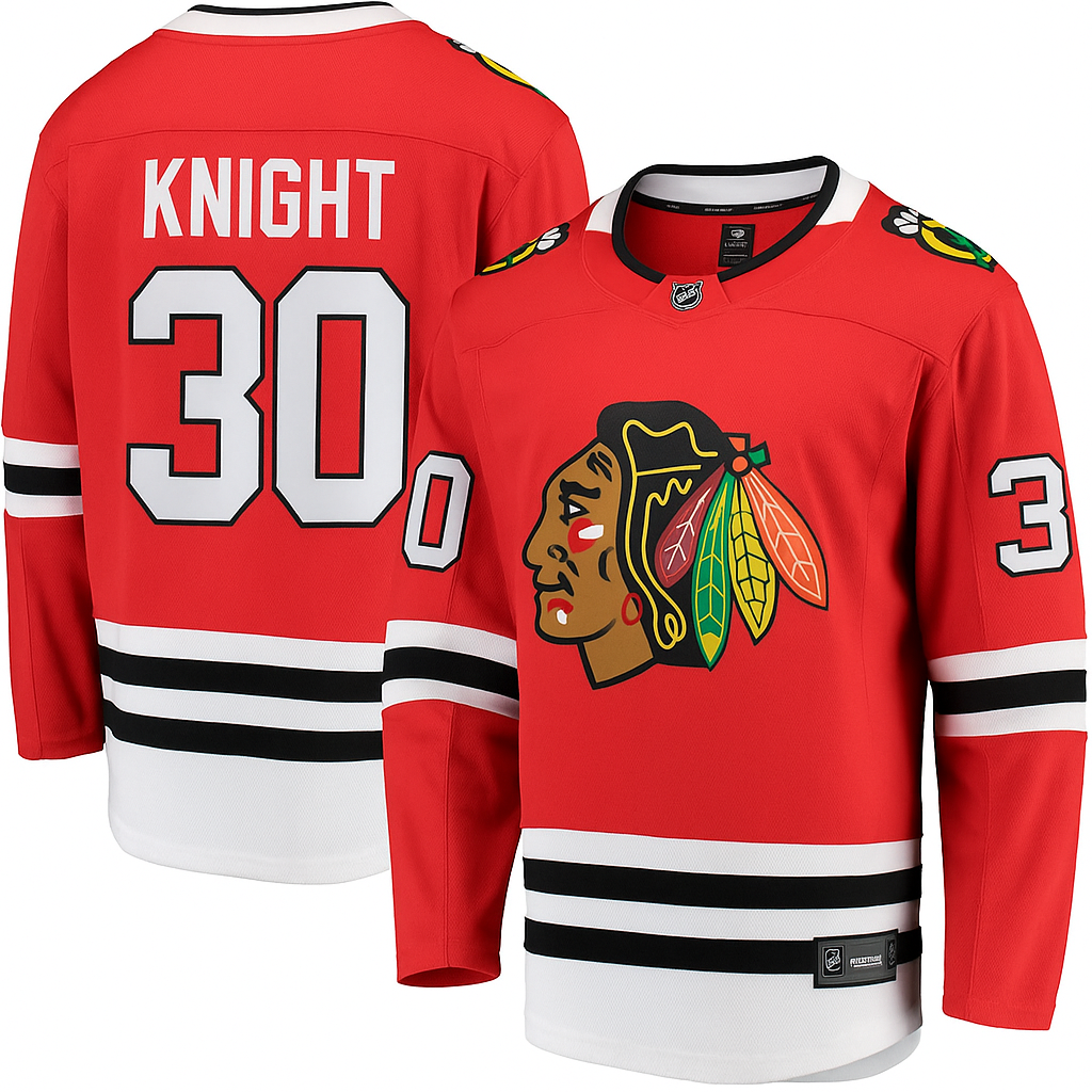 Spencer Knight Chicago Blackhawks Fanatics Red Breakaway Men Jersey product image 1, provided for visual reference and