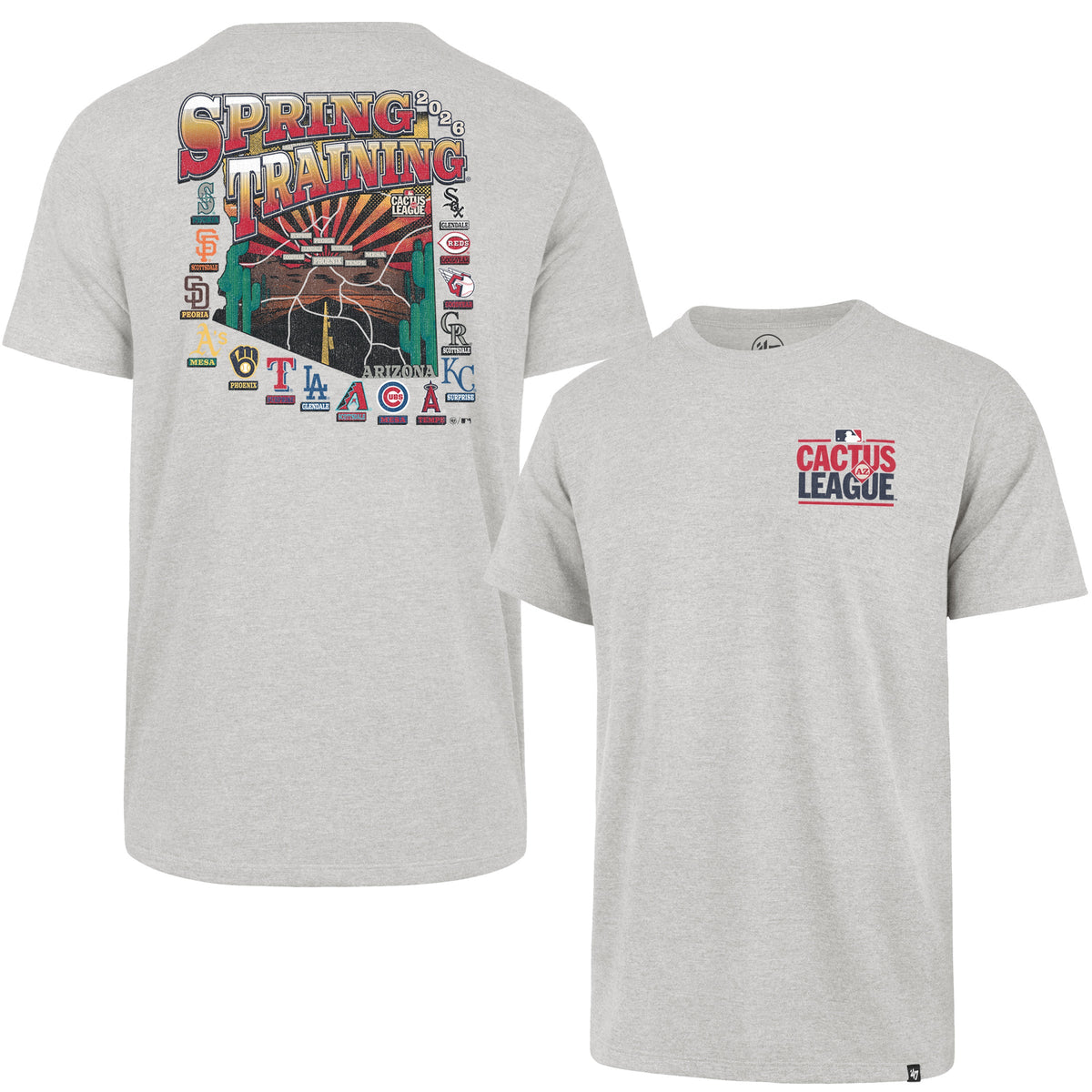 Spring Training 2026 MLB AZ Cactus League Grey '47 Franklin T-Shirts product image 1, provided for visual reference and