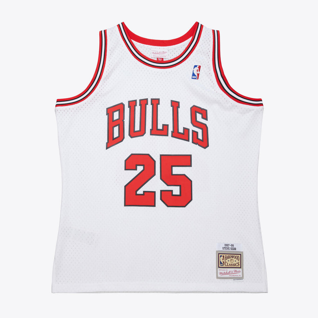 Steve Kerr #25 Chicago Bulls Mitchell & Ness Home White 1997 Jersey product image 2, provided for visual reference and