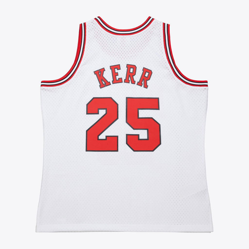Steve Kerr #25 Chicago Bulls Mitchell & Ness Home White 1997 Jersey product image 1, provided for visual reference and