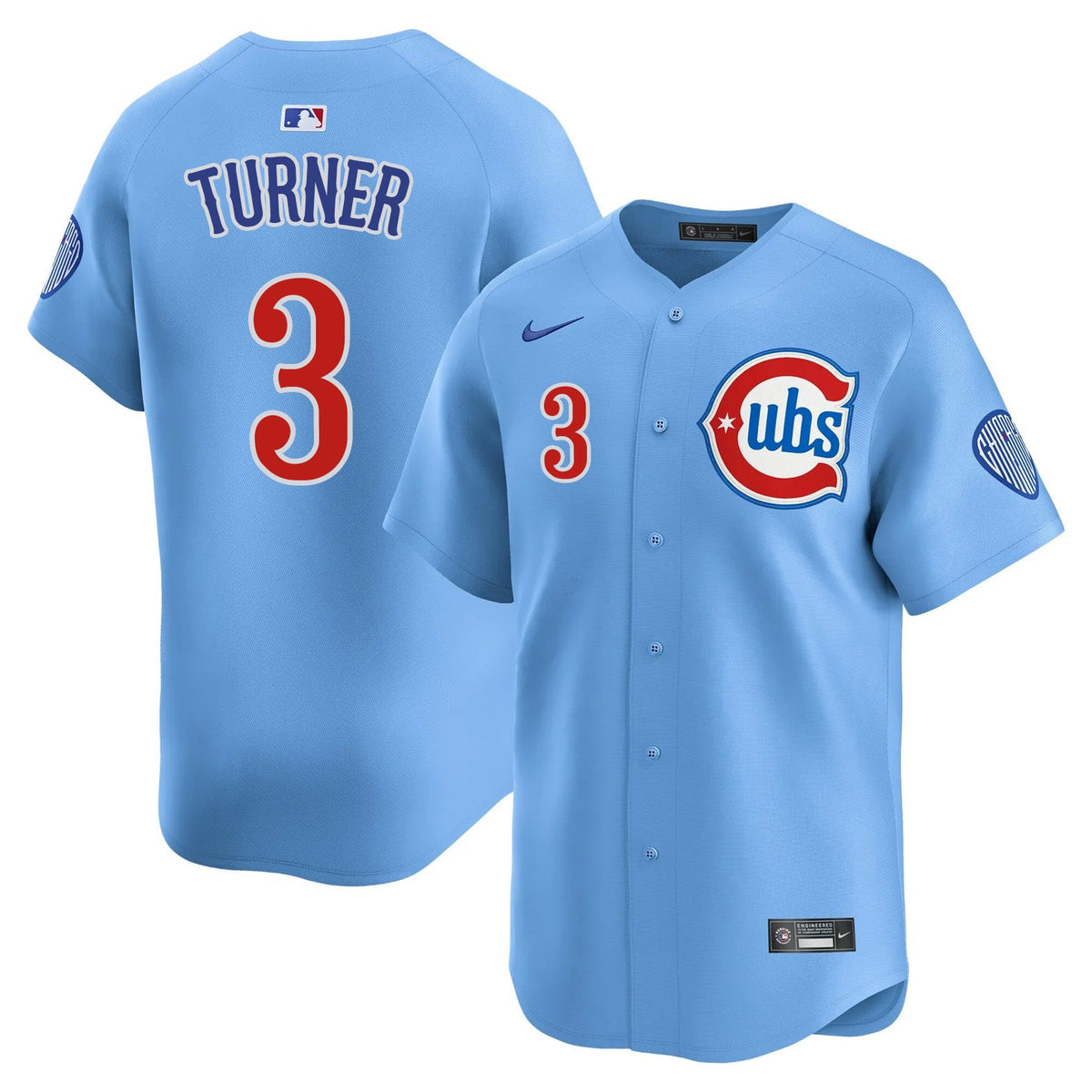 Justin Turner Chicago Cubs Nike Men Light Blue 2nd Alternate Limited Jersey product image 1, provided for visual reference