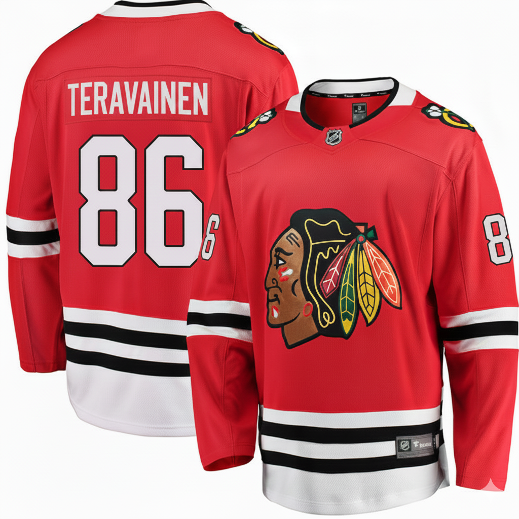 Tuevo Teravainen Chicago Blackhawks Fanatics Red Breakaway Men Jersey product image 1, provided for visual reference and