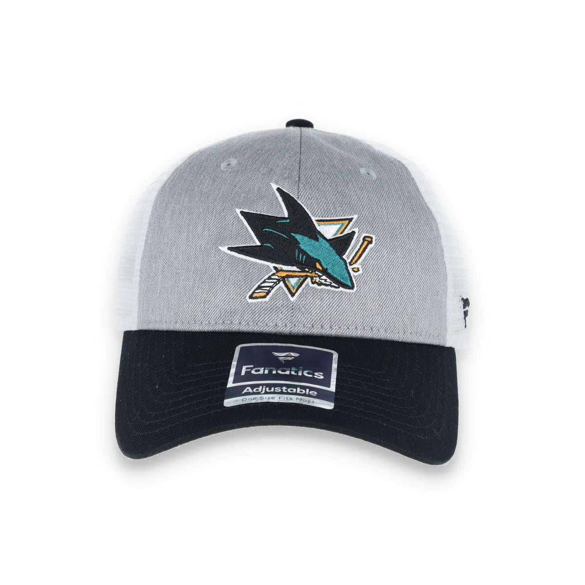 San Jose Sharks Fanatics Branded Trucker Snapback Hat-Stone Grey product image 2, provided for visual reference and product