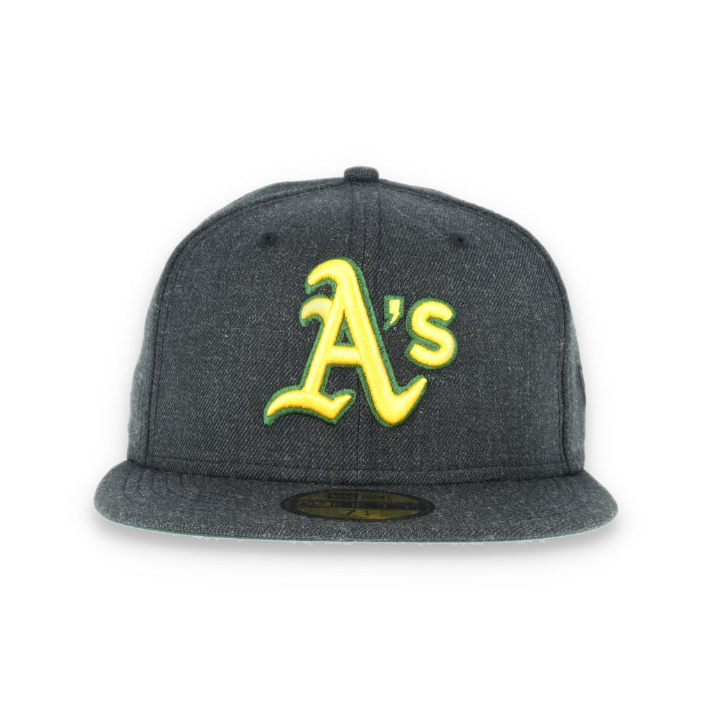 New Era 59Fifty Oakland Athletics CAP -BLACK HEATHER GOLD/ DARK GREEN product image 2, provided for visual reference and