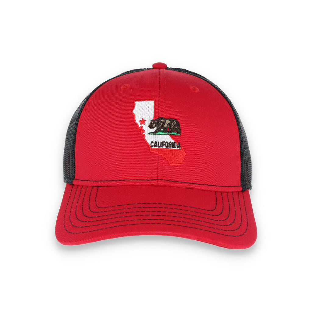 THE COLISEUM CALIFORNIA STATE BEAR TRUCKER Snapback HAT- RED/BLACK product image 2, provided for visual reference and