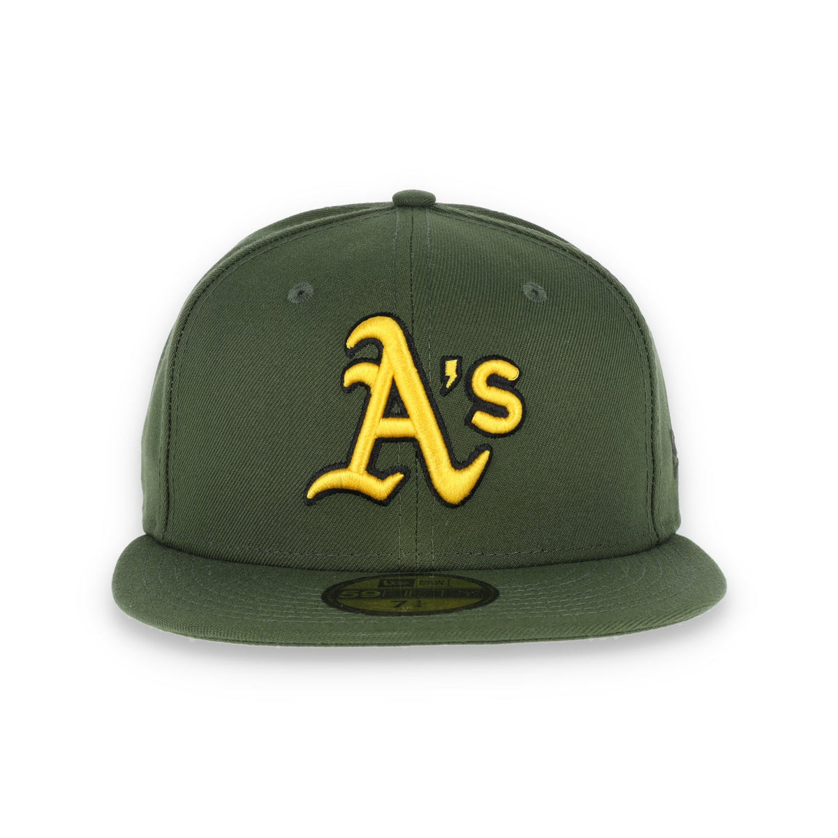 Oakland Athletics New Era 59Fifty Cap-OLIVE/yellow product image 2, provided for visual reference and product detail review