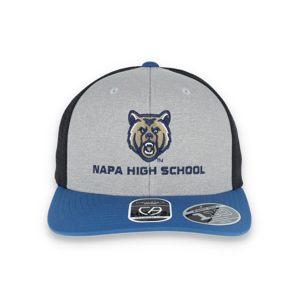 Napa High Grizzlies Flexfit 110® Melange Trucker Mesh Back Cap-Charcoal/Black product image 2, provided for visual reference