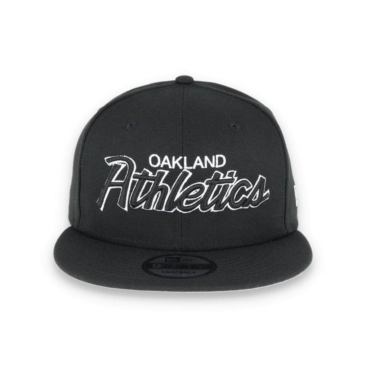 OAKLAND ATHLETICS NEW ERA SCRIPT 9FIFTY Snapback-BLK/WHT product image 2, provided for visual reference and product detail