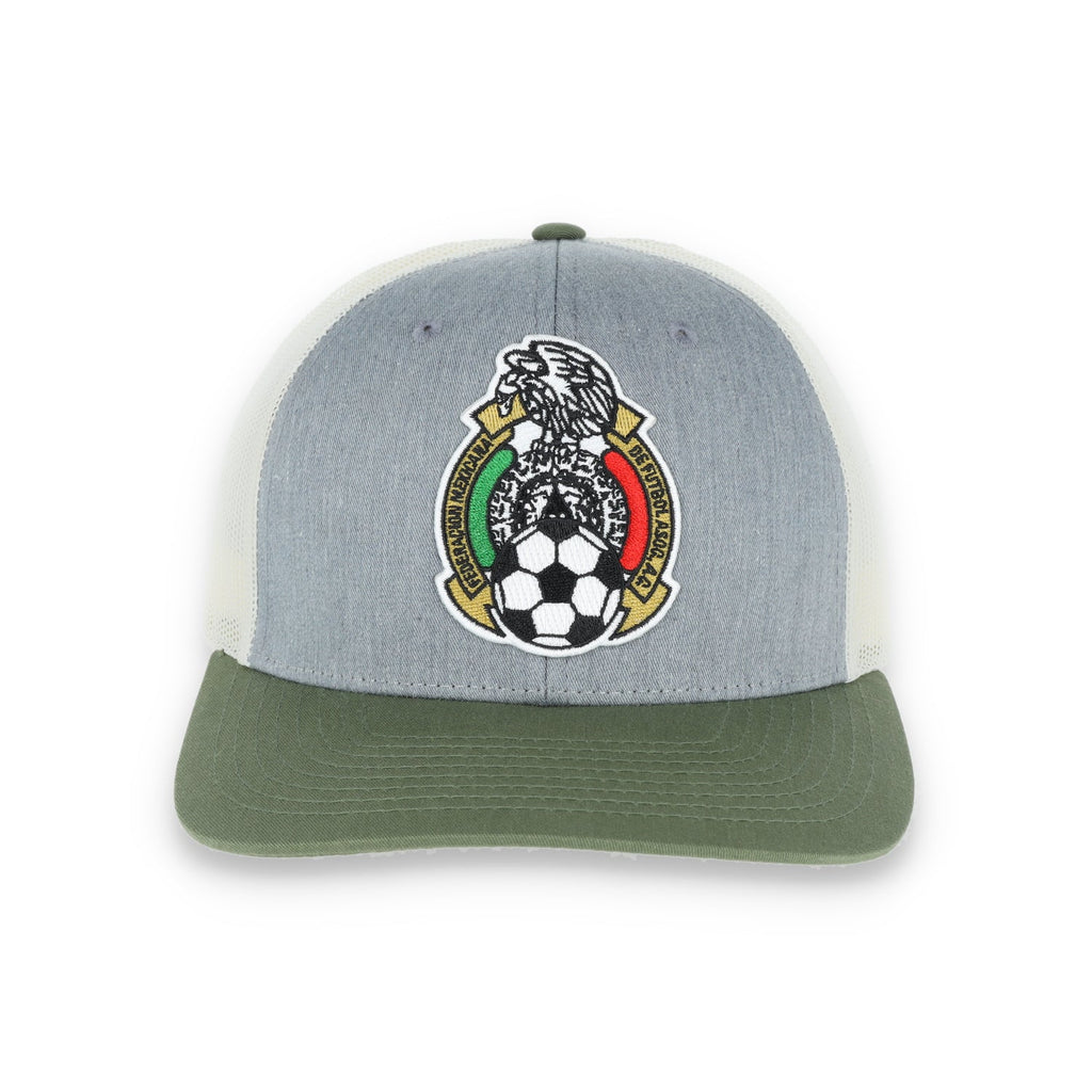 Mexico Low Pro Trucker Cap- Heather Grey/Birch/Army product image 2, provided for visual reference and product detail review