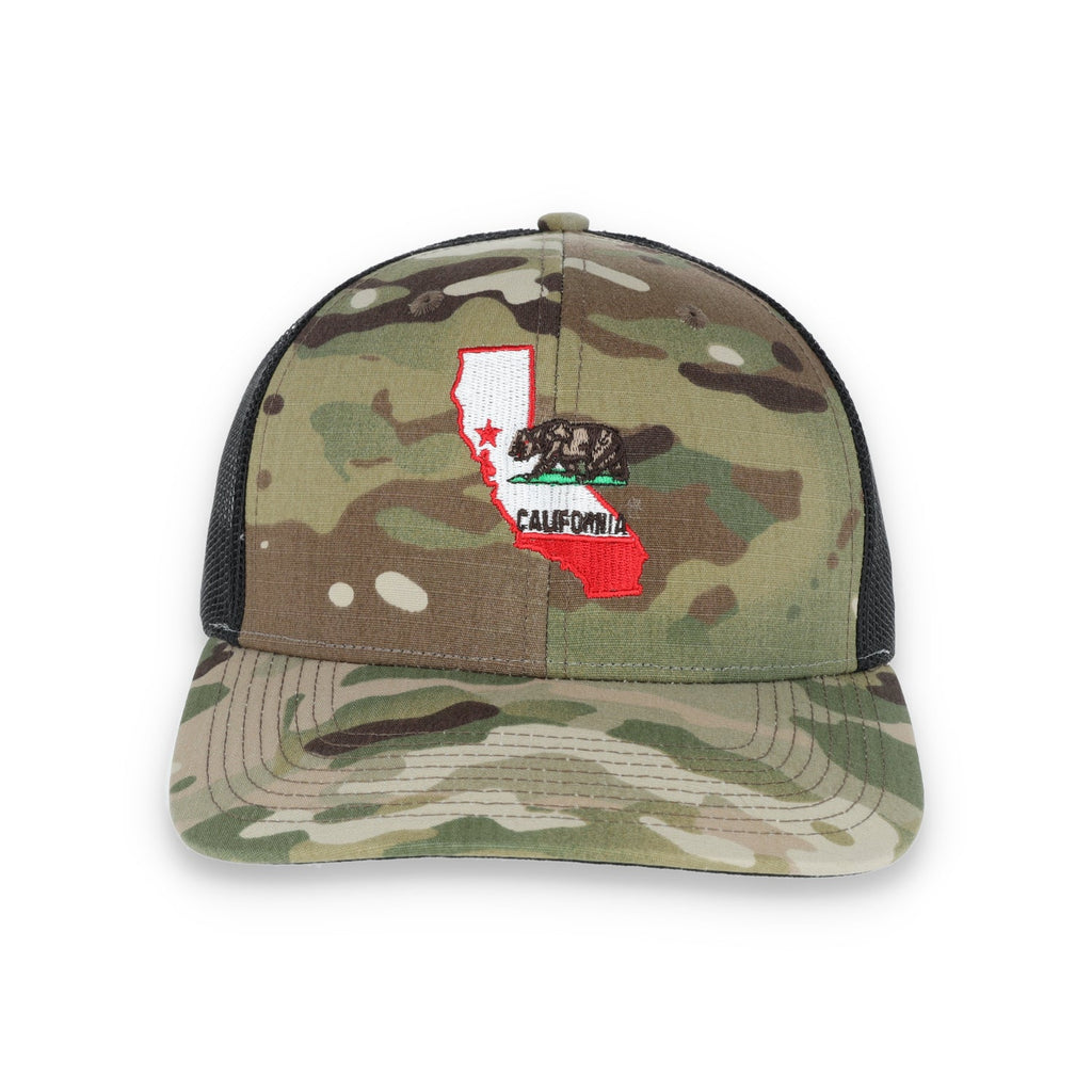 THE COLISEUM CALIFORNIA STATE BEAR TRUCKER Snapback HAT- MULTICAM/BLACK product image 2, provided for visual reference and