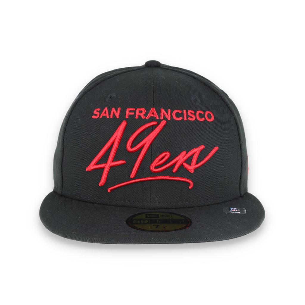 New Era SAN FRANCISCO 49ERS SCRIPTED 59FIFTY FITTED HAT-blk product image 1, provided for visual reference and product