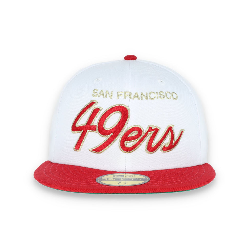 New Era San Francisco 49Ers 59Fifty Fitted Script Hat-White/Gold/Red product image 1, provided for visual reference and