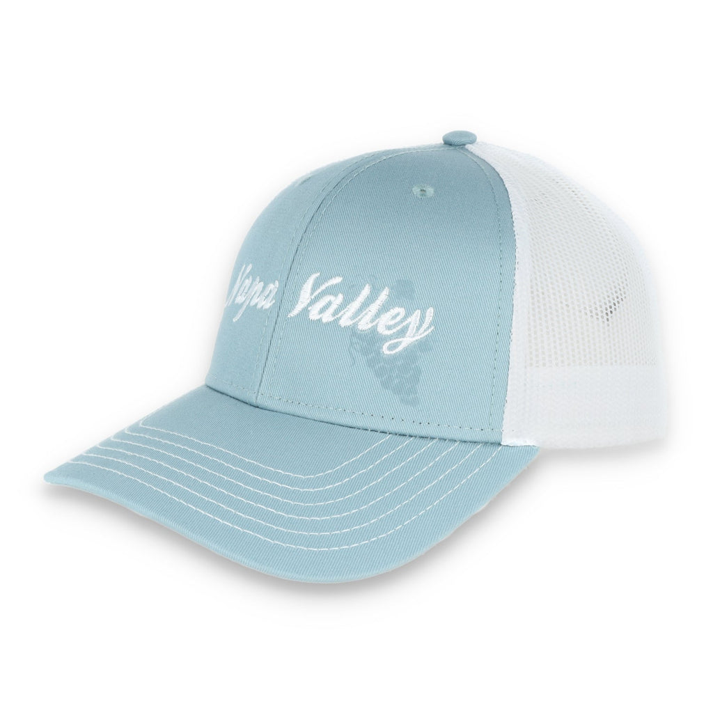 The Coliseum Napa Valley Modified Flat Bill Mesh Hat - Smoke Blue/White product image 1, provided for visual reference and