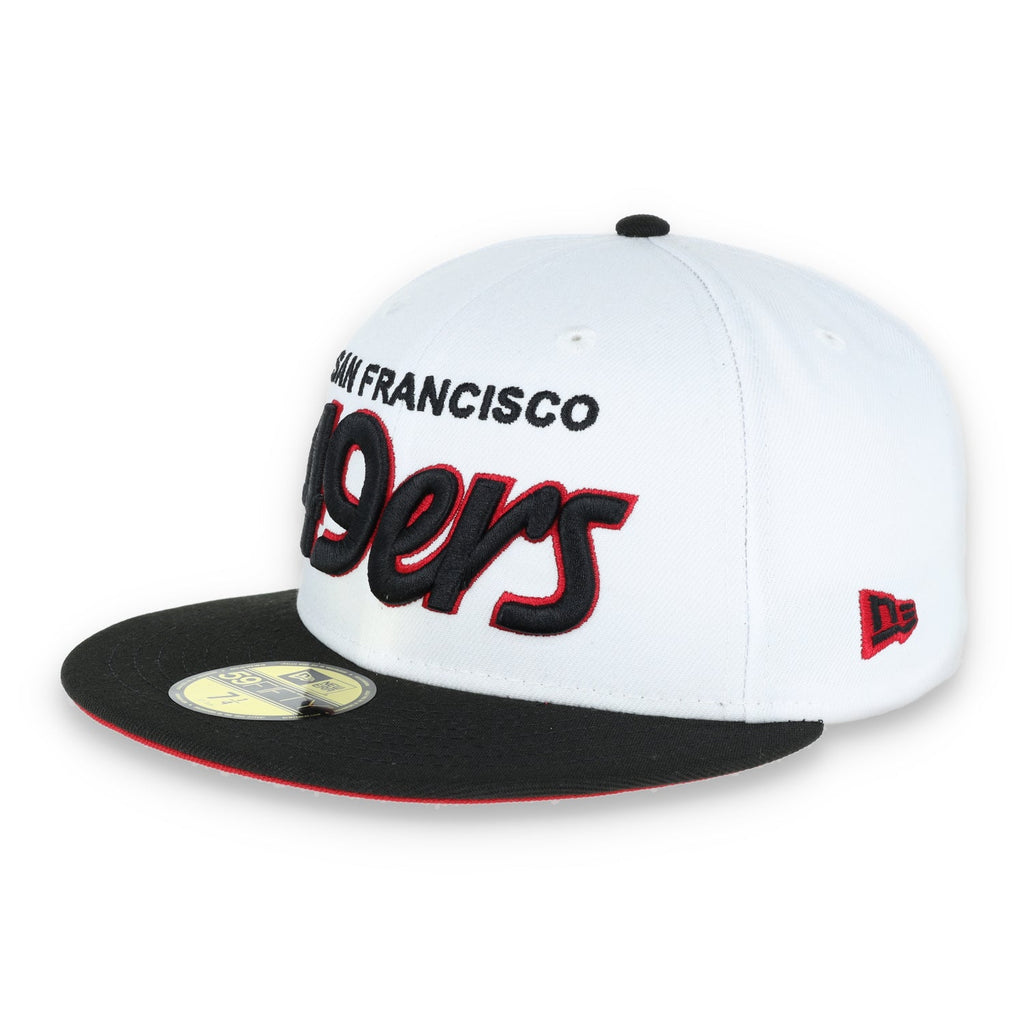 NEW ERA SAN FRANCISCO 49ERS 59FIFTY FITTED SCRIPT HAT-White product image 2, provided for visual reference and product