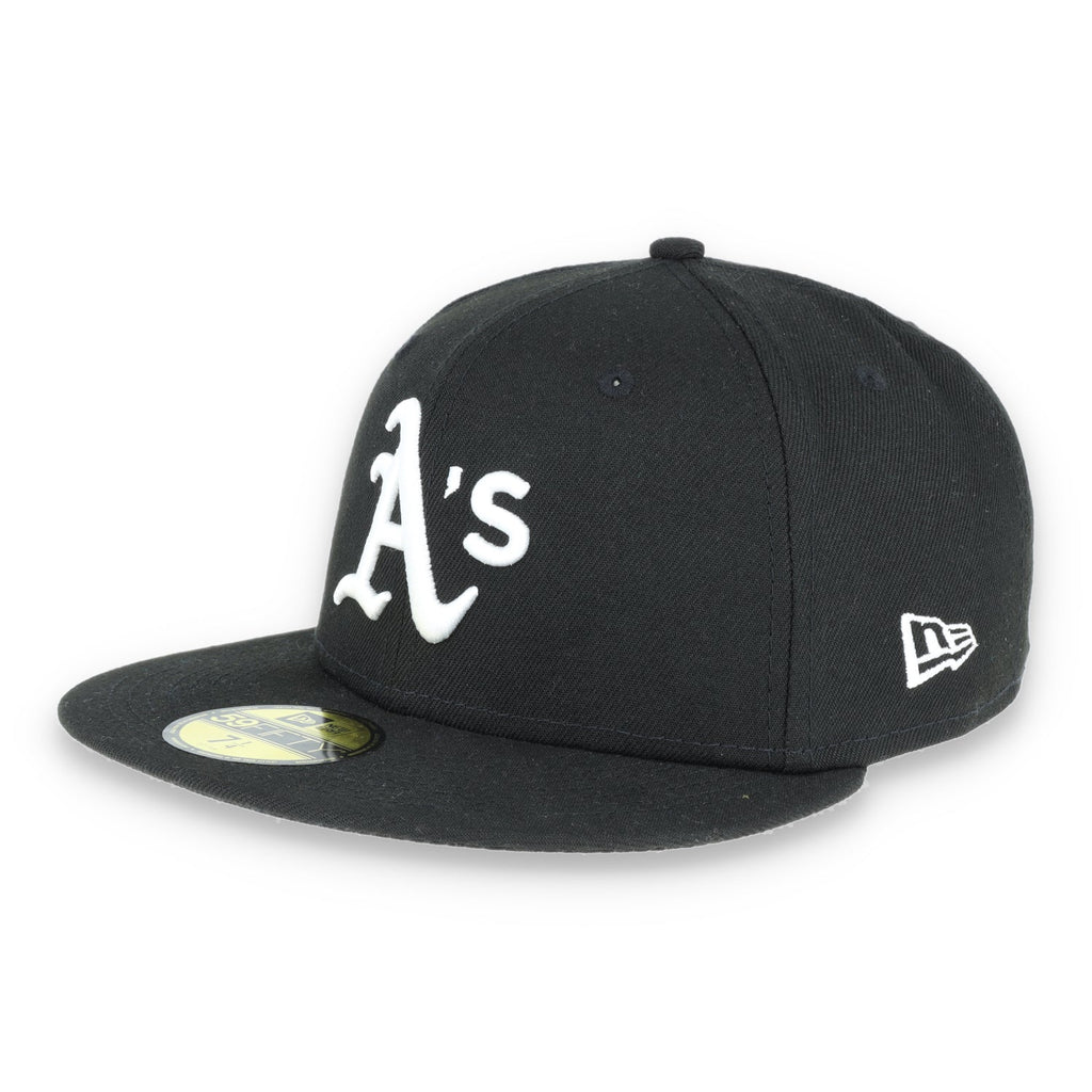Oakland Athletics New Era 59Fifty Fitted Black/White product image 1, provided for visual reference and product detail review