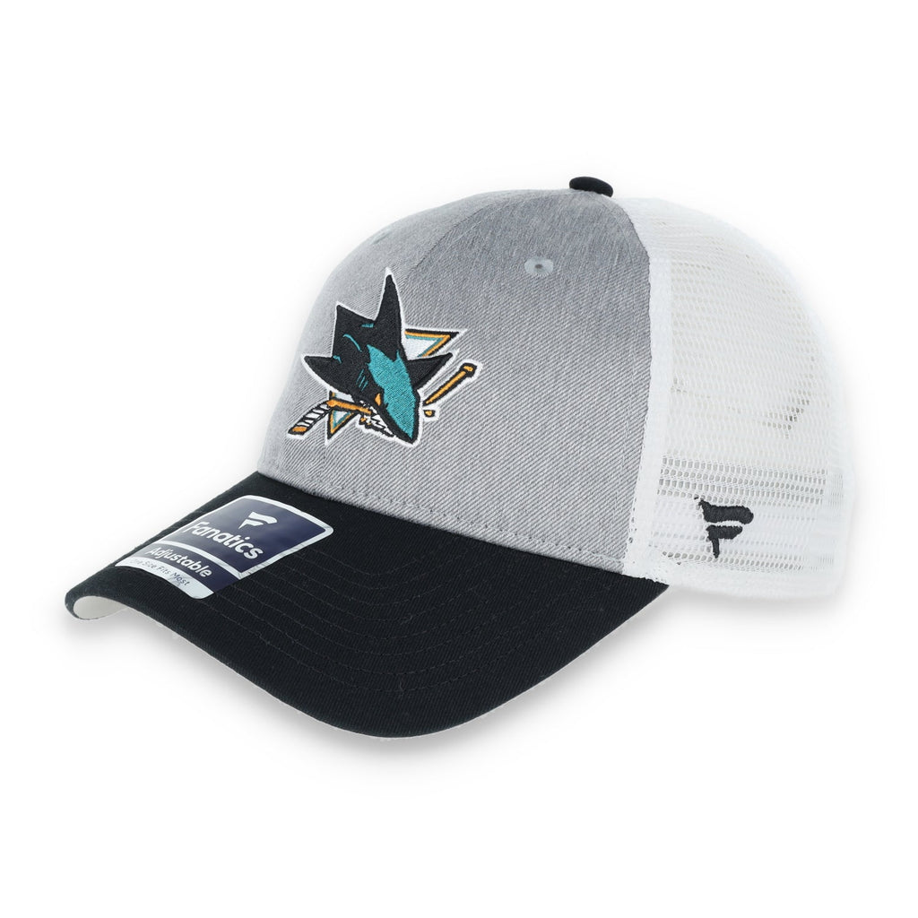 San Jose Sharks Fanatics Branded Trucker Snapback Hat-Stone Grey product image 1, provided for visual reference and product