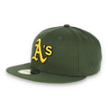 Oakland Athletics New Era 59Fifty Cap-OLIVE/yellow product image 1, provided for visual reference and product detail review