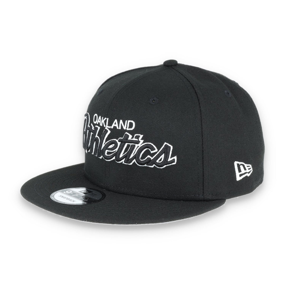 OAKLAND ATHLETICS NEW ERA SCRIPT 9FIFTY Snapback-BLK/WHT product image 1, provided for visual reference and product detail