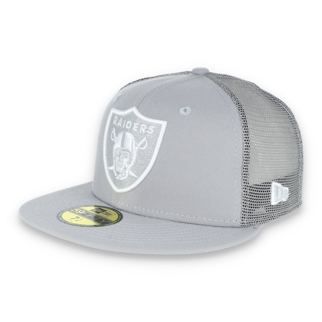 New Era Las Vegas Raiders Shield 59Fifty Fitted Script Hat-Grey/Mesh product image 1, provided for visual reference and