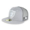 New Era Las Vegas Raiders Shield 59Fifty Fitted Script Hat-Grey/Mesh product image 1, provided for visual reference and