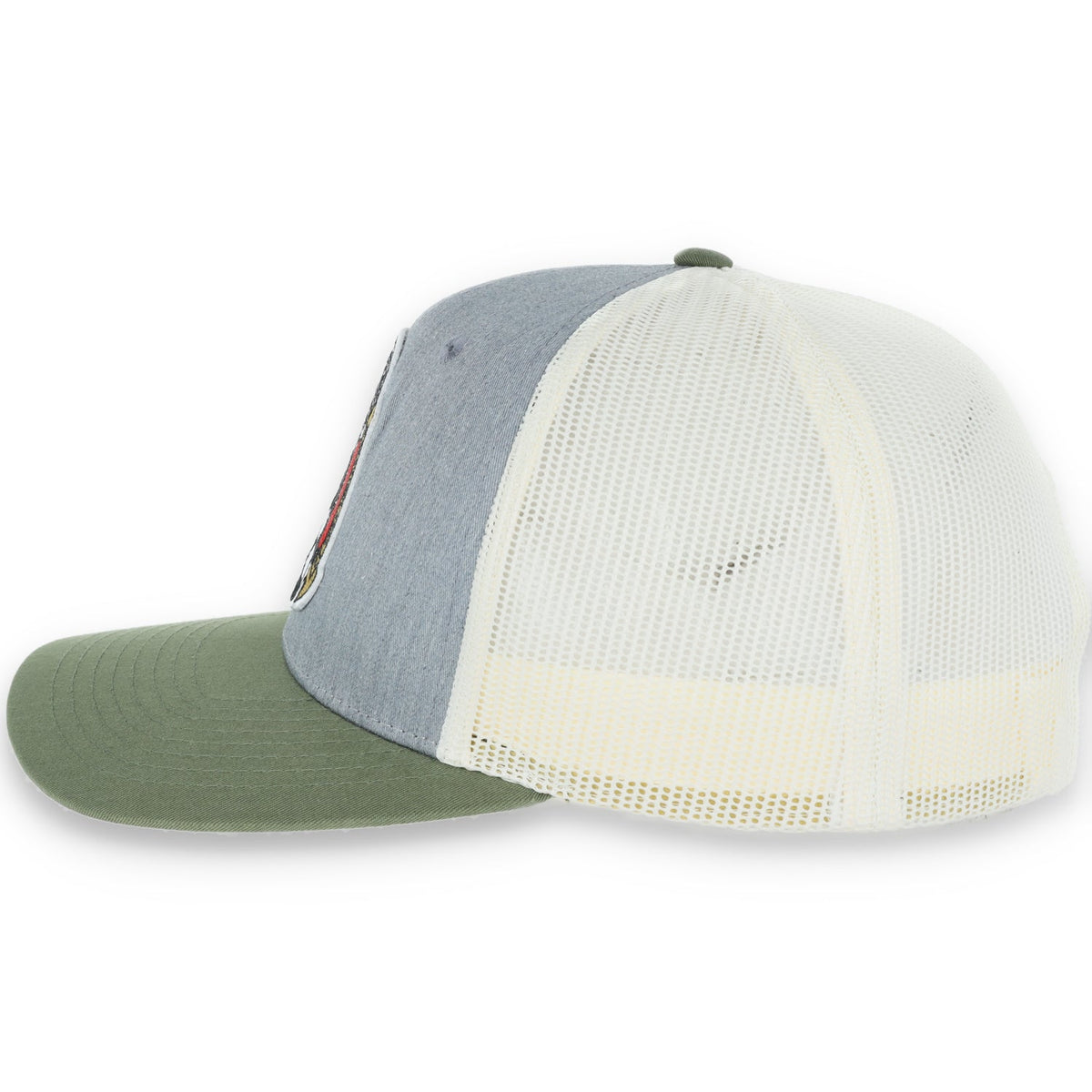 Mexico Low Pro Trucker Cap- Heather Grey/Birch/Army product image 6, provided for visual reference and product detail review
