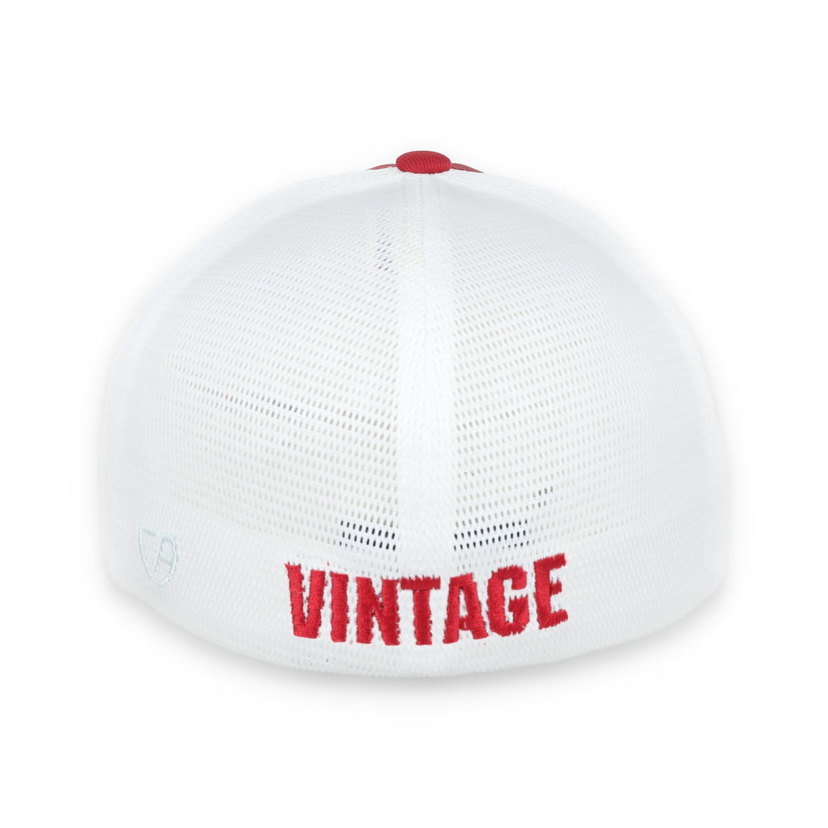 Flexfit® Vintage Crushers Performance Trucker Mesh Back Cap-Cardinal/White product image 5, provided for visual reference