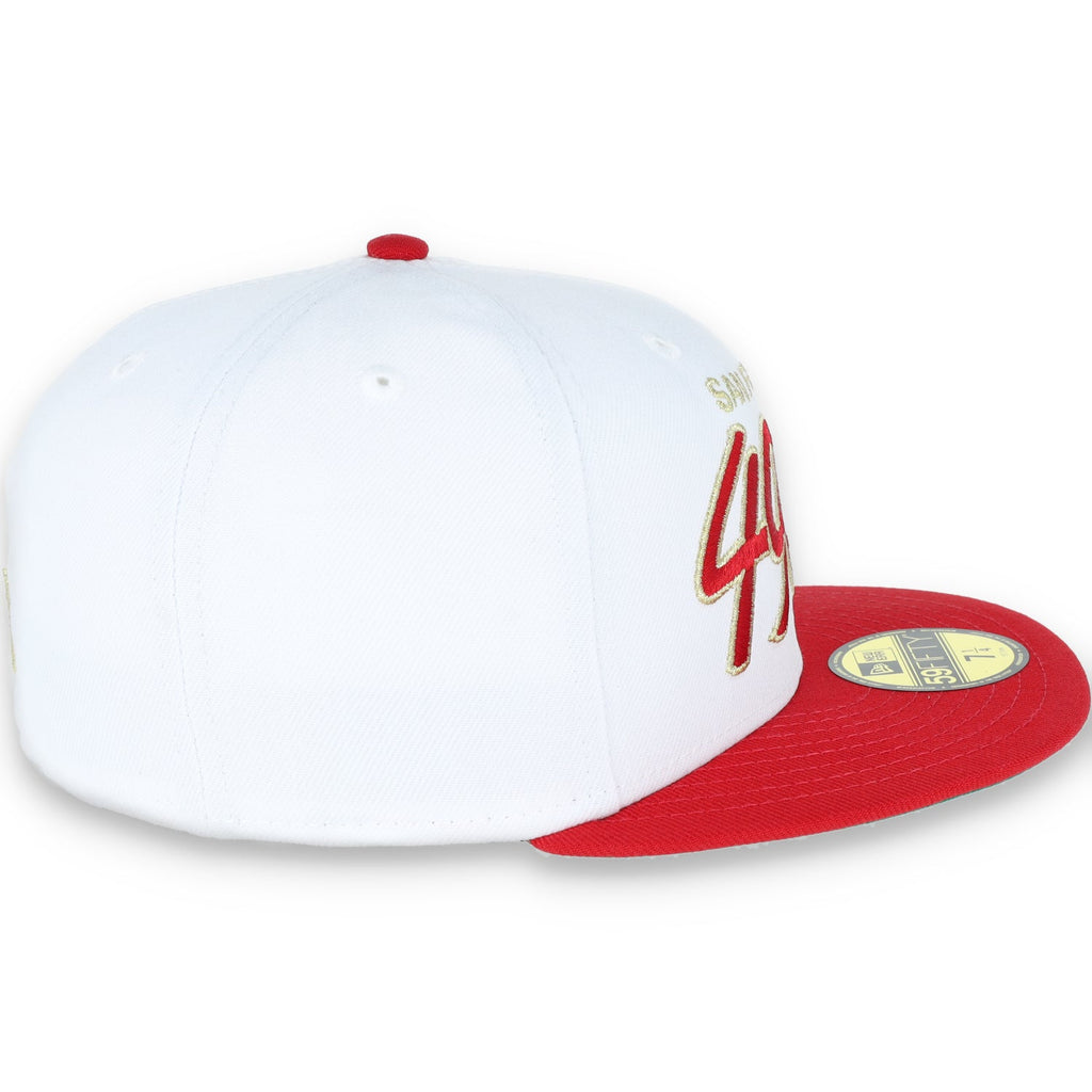New Era San Francisco 49Ers 59Fifty Fitted Script Hat-White/Gold/Red product image 4, provided for visual reference and