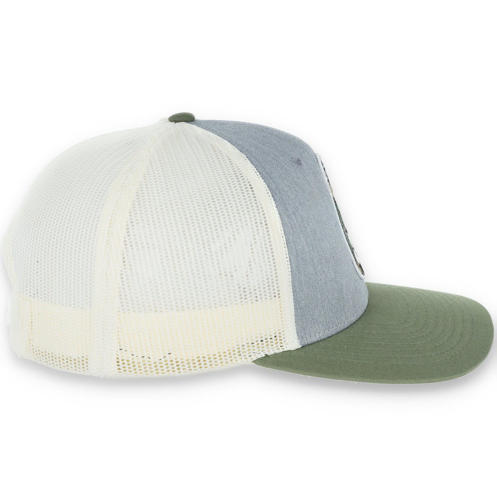 Mexico Low Pro Trucker Cap- Heather Grey/Birch/Army product image 4, provided for visual reference and product detail review