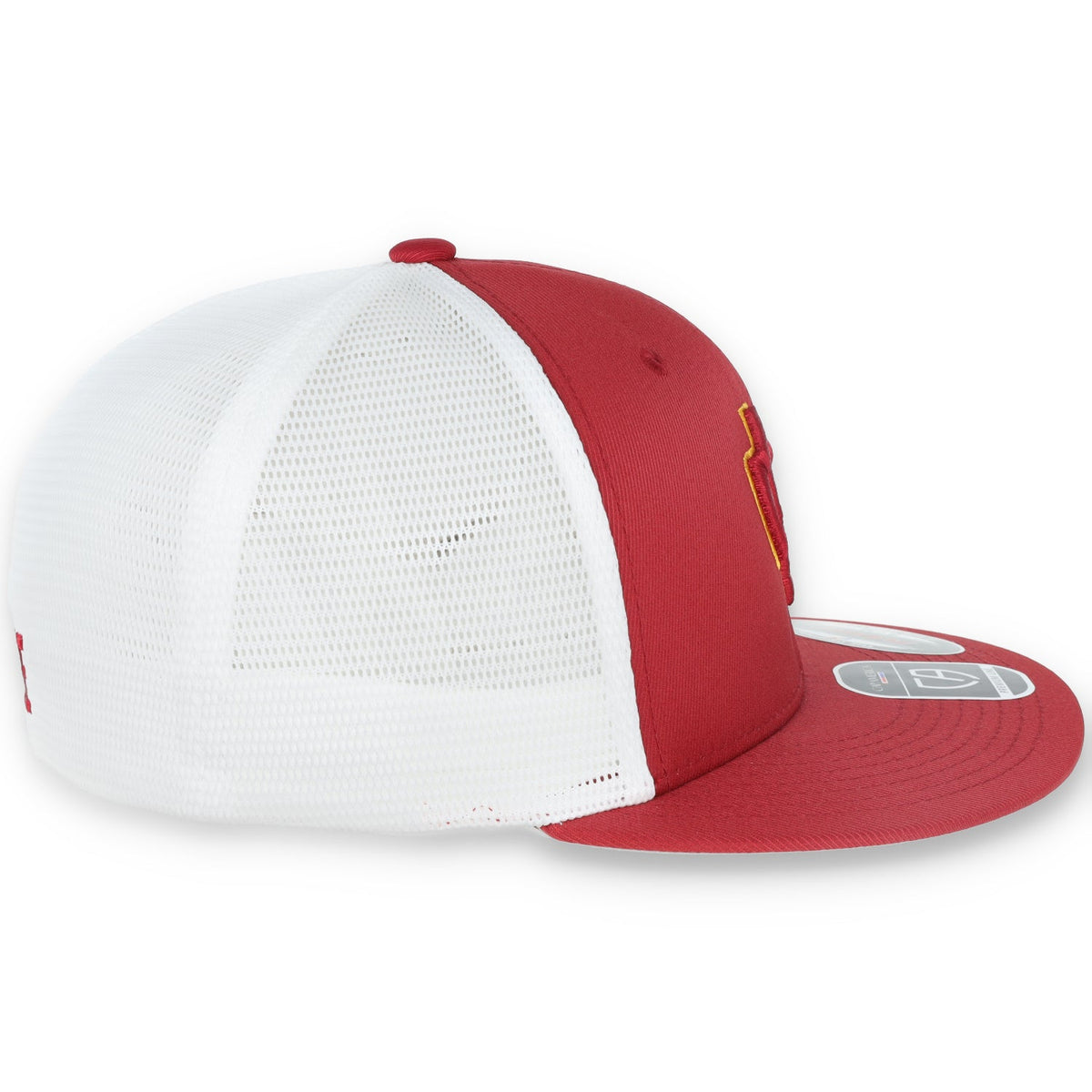 Flexfit® Vintage Crushers Performance Trucker Mesh Back Cap-Cardinal/White product image 4, provided for visual reference
