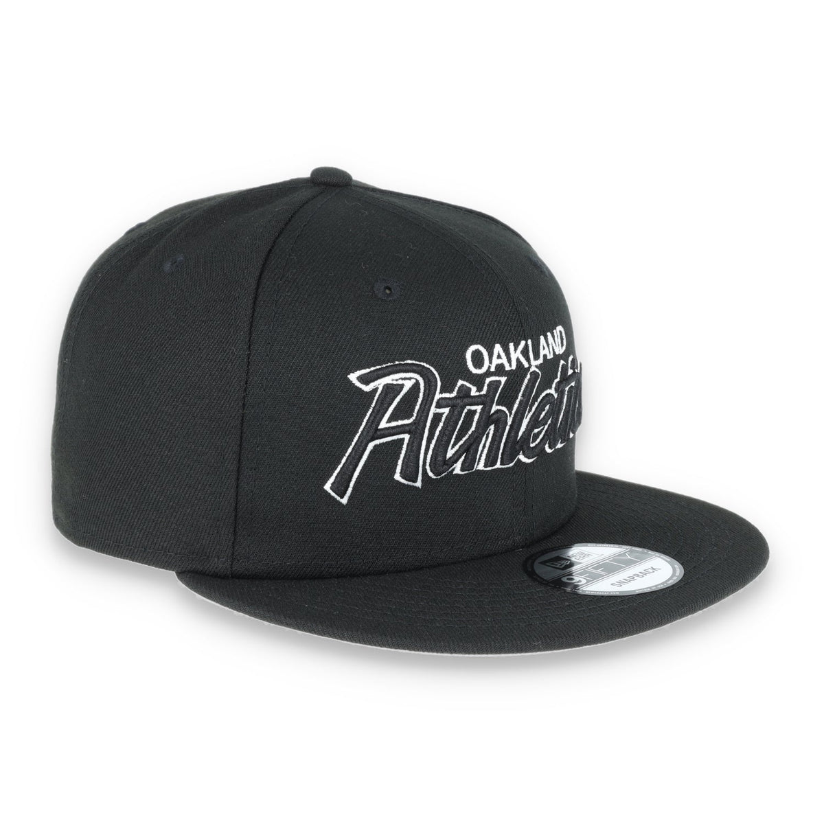 OAKLAND ATHLETICS NEW ERA SCRIPT 9FIFTY Snapback-BLK/WHT product image 3, provided for visual reference and product detail