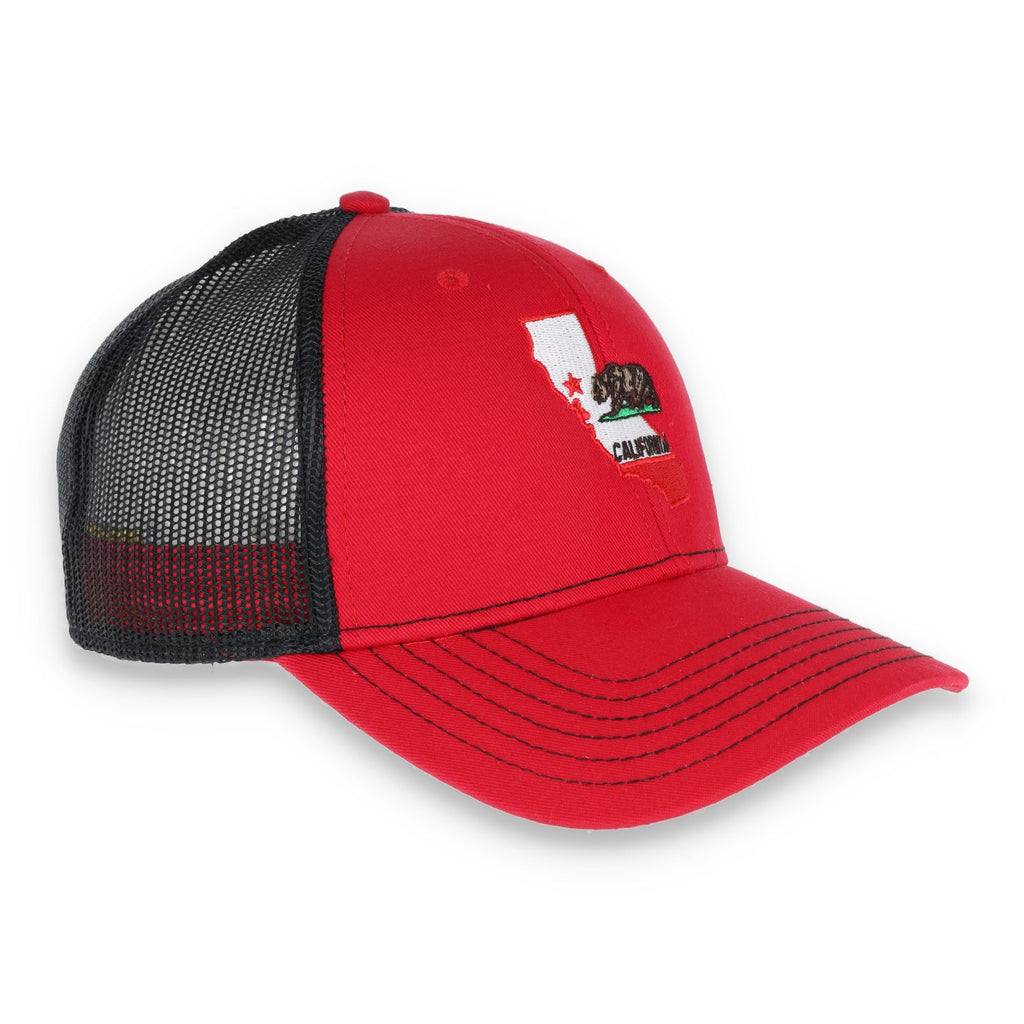 THE COLISEUM CALIFORNIA STATE BEAR TRUCKER Snapback HAT- RED/BLACK product image 3, provided for visual reference and