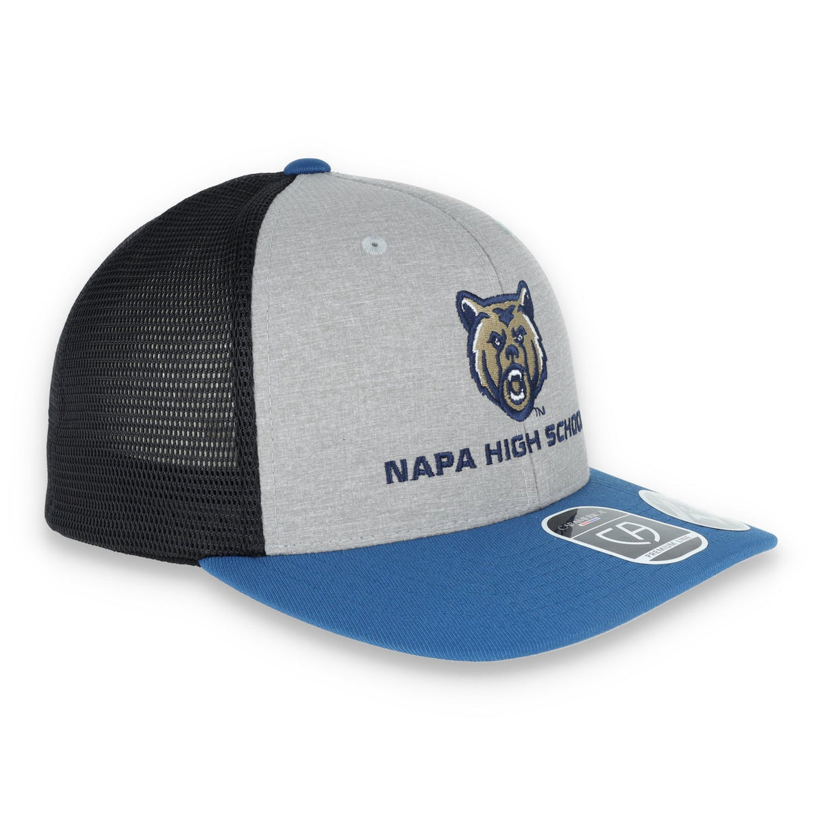 Napa High Grizzlies Flexfit 110® Melange Trucker Mesh Back Cap-Charcoal/Black product image 3, provided for visual reference