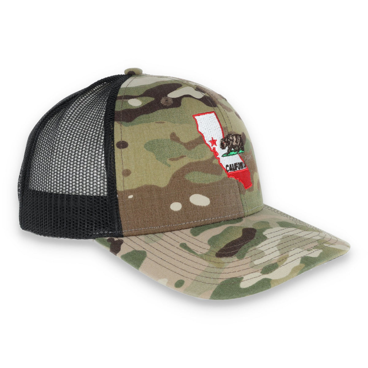 THE COLISEUM CALIFORNIA STATE BEAR TRUCKER Snapback HAT- MULTICAM/BLACK product image 3, provided for visual reference and